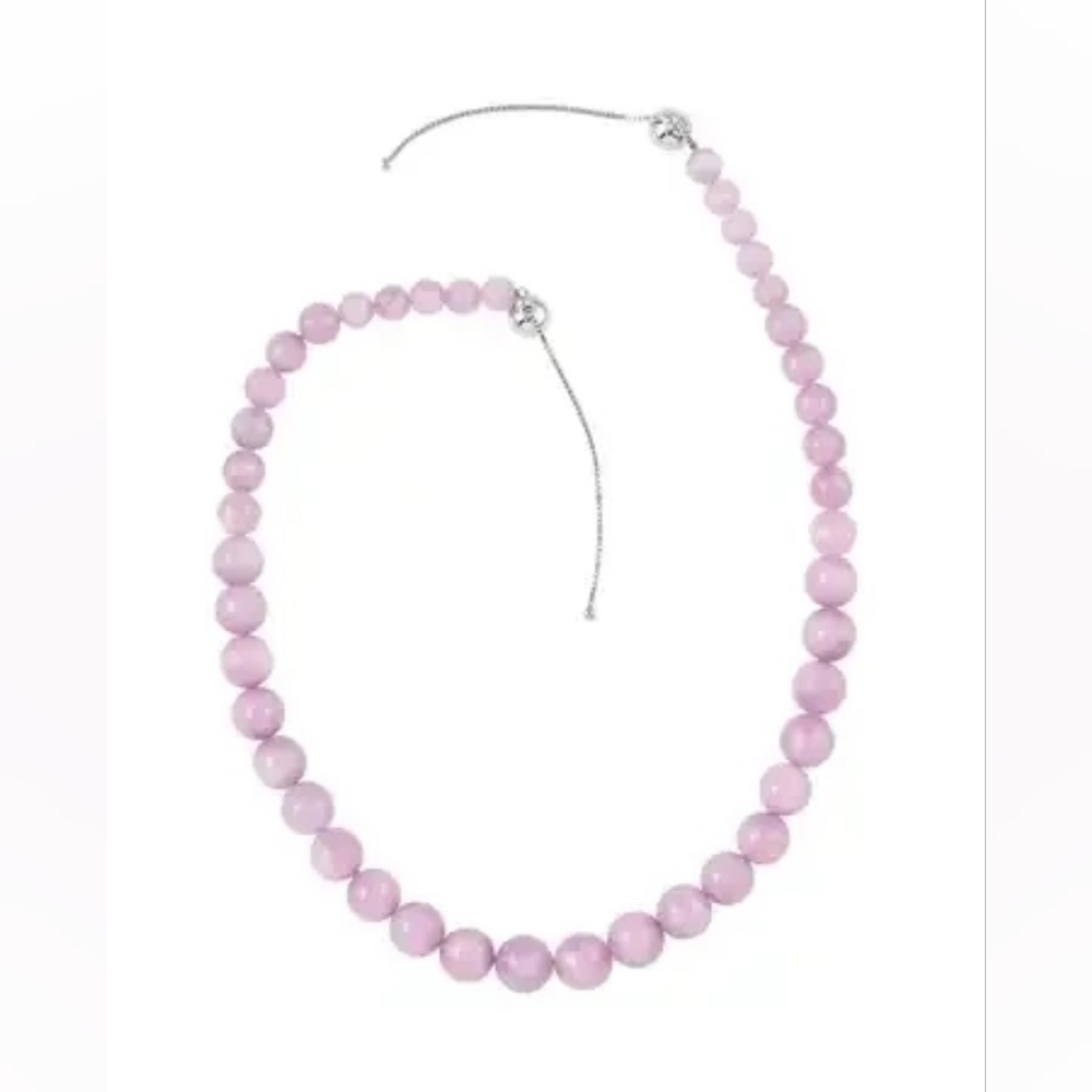 Kunzite Beaded Necklace in Sterling Silver with Magnetic Clasp